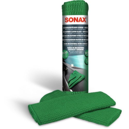 Set Lavete Microfibra Geamuri si Interior Auto Sonax, 38 x 38cm, 2 buc
