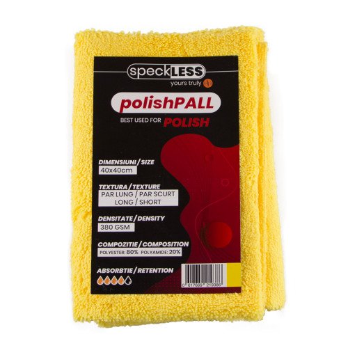 Laveta Microfibra Profesionala speckLESS polishPALL, Galben, 380 GSM, 40x40cm