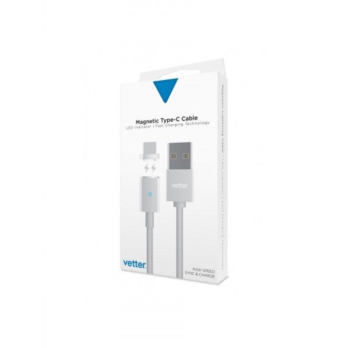 Cablu Date si Incarcare Magnetic Vetter USB to Type-C, Silver
